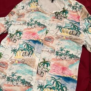 Talbots lightweight sweater with tropical pattern